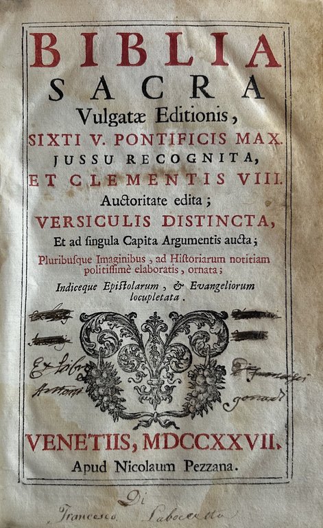Biblia Sacra vulgatae editionis, Sixti V Pontificis Max. Jussu recognita, … | Immagine Gallery 2