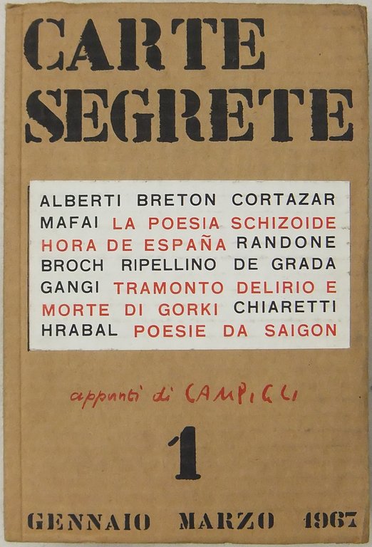 Carte Segrete. Rivista trimestrale di lettere ed a arti. Direttore … | Immagine Gallery 2