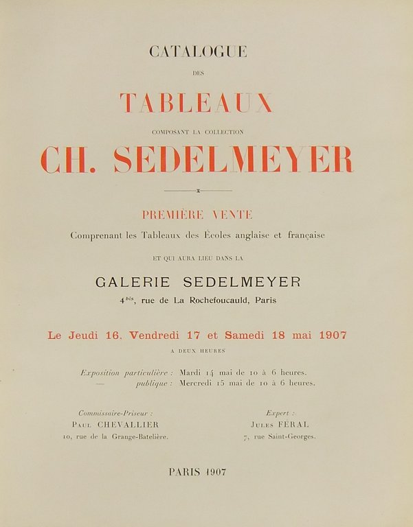 Catalogue des tableaux composant la collection Ch. Sedelmeyer. Premiere vente … | Immagine Gallery 2