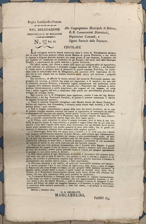 Circolare. Regia Delegazione Provinciale di Belluno. Per porre fine alla … | Immagine Gallery 2
