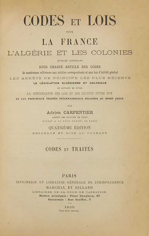 Codes et lois pour la France, l'Algerie et les Colonies. … | Immagine Gallery 2