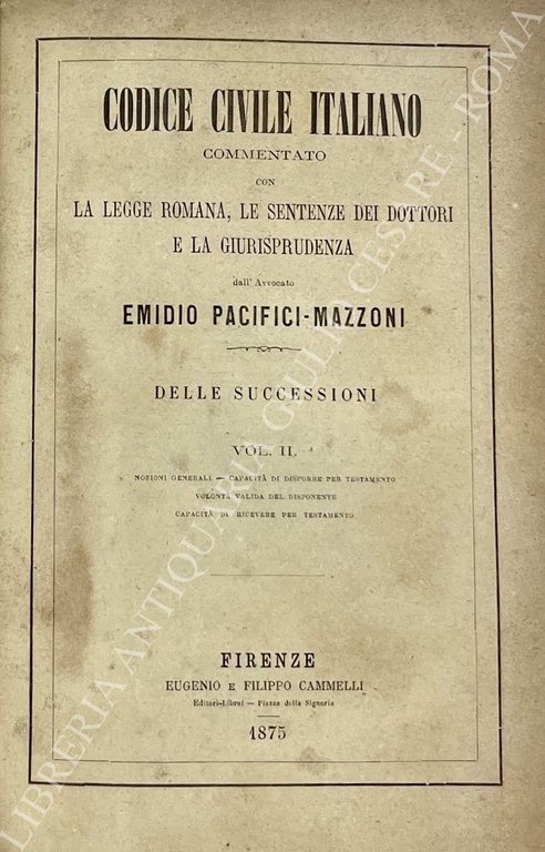 Codice civile italiano commentato con la legge romana, le sentenze … | Immagine Gallery 2