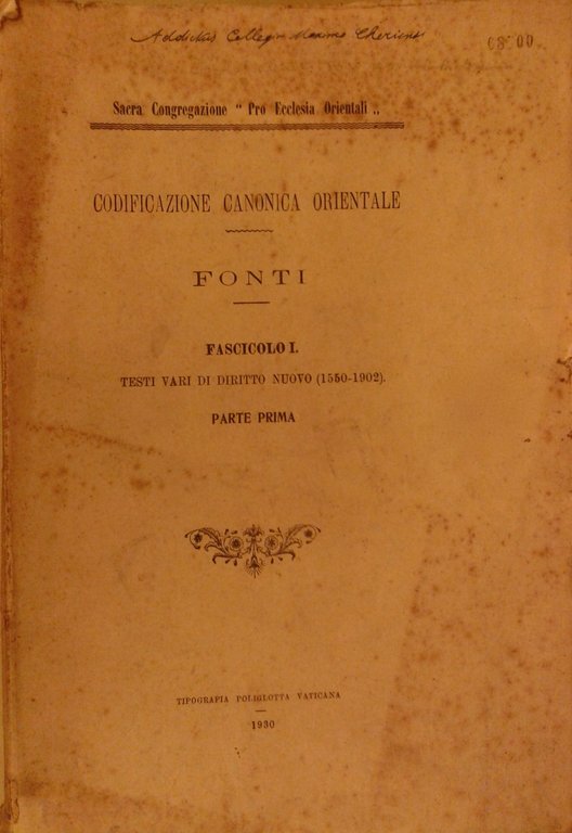 Codificazione canonica orientale. Fonti. Fascicolo I - Fascicolo II - … | Immagine Gallery 2