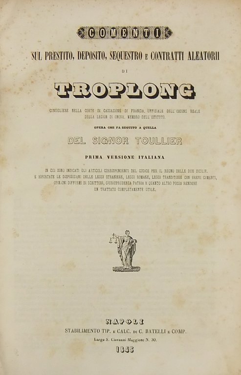 Comenti sul prestito, deposito, sequestro e contratti aleatorii. Opera che … | Immagine Gallery 3