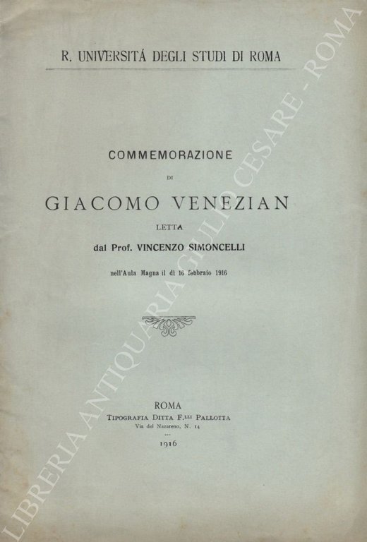 Commemorazione di Giacomo Venezian letta dal Prof. Vincenzo Simoncelli nell'Aula … | Immagine Gallery 2
