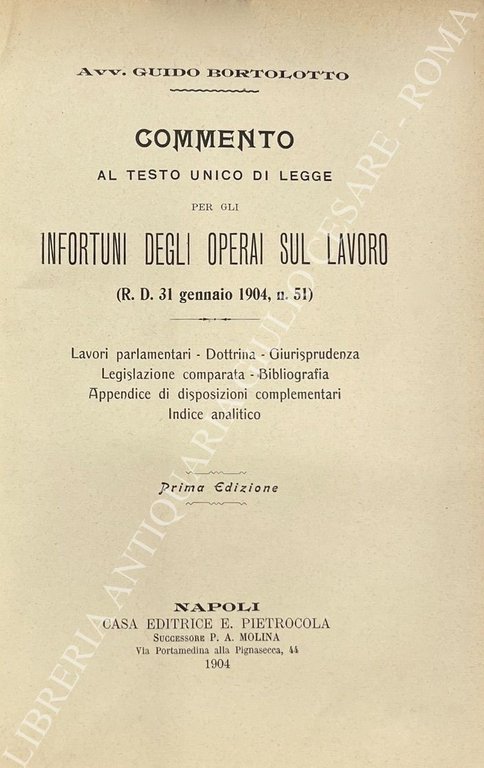 Commento al testo unico di legge per gli infortuni degli … | Immagine Gallery 2