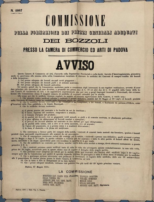 Commissione pella formazione dei prezzi generali adequati dei bozzoli presso … | Immagine Gallery 2