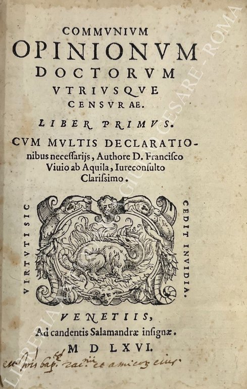 Communium opinionum doctorum utriusque censurae. Liber primus. Cum multis declarationus … | Immagine Gallery 2