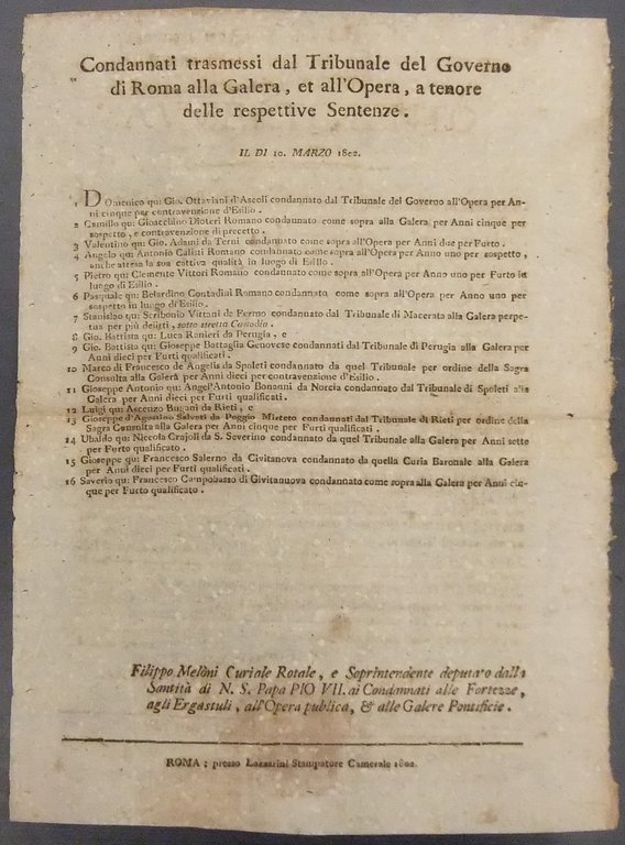 Condannati trasmessi dal Tribunale del Governo di Roma alla Galera, … | Immagine Gallery 2