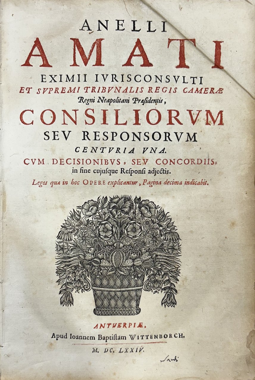 Consiliorum seu responsorum centuria una. Cum decisionibus, sev concordiis, in … | Immagine principale