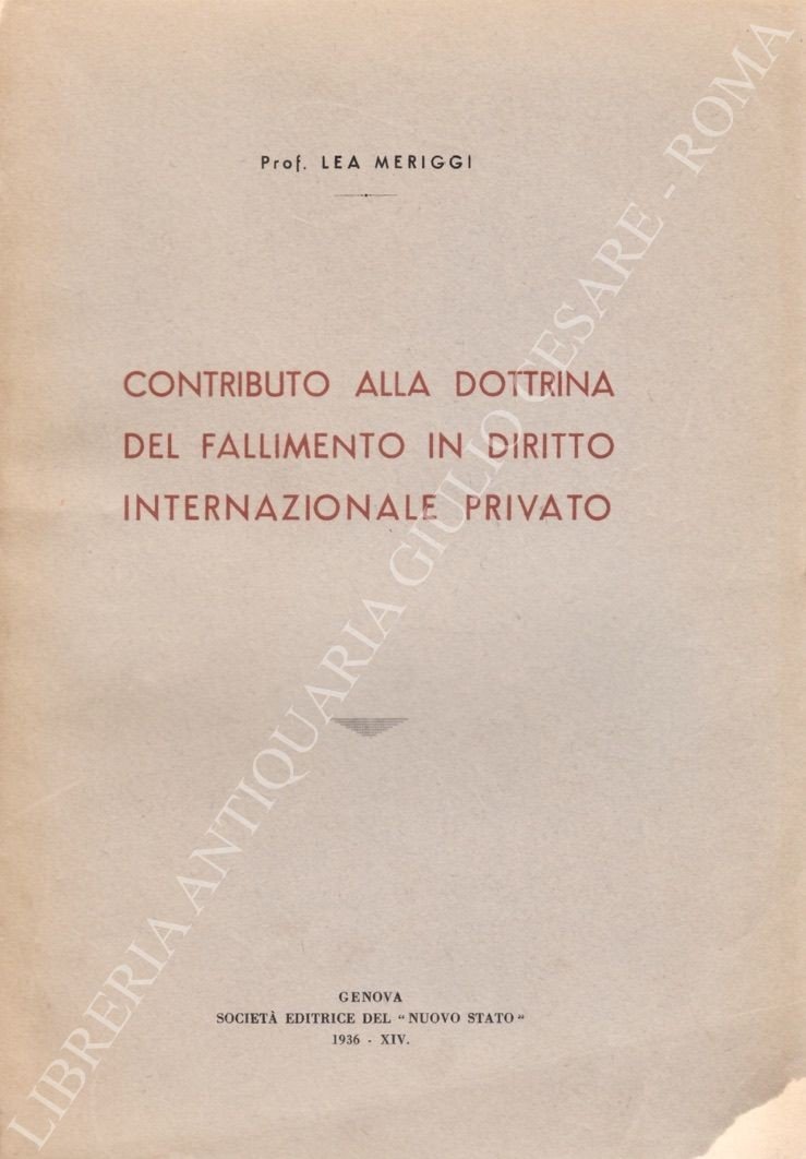 Contributo alla dottrina del fallimento in diritto internazionale privato | Immagine principale