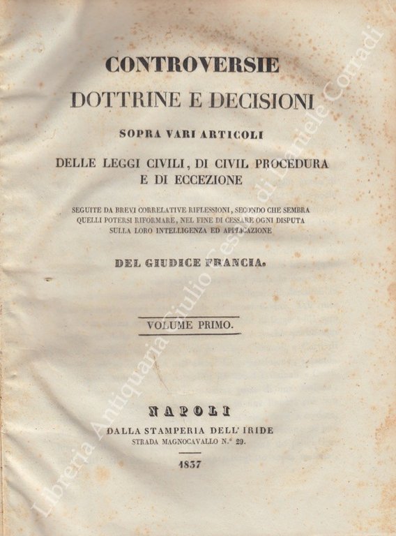 Controversie dottrine e decisioni sopra vari articoli delle leggi civili, … | Immagine Gallery 2