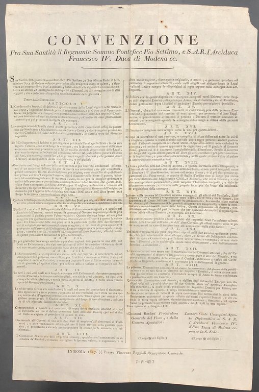 Convenzione. Papa Pio VII e il Duca di Modena Francesco … | Immagine Gallery 2