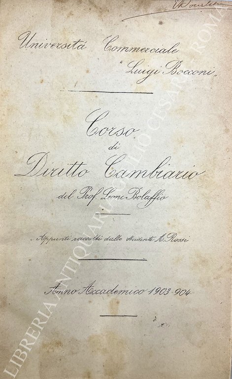 Corso di Diritto Cambiario. Appunti raccolti dallo studente A. Rossi. … | Immagine Gallery 2