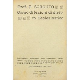 Corso di lezioni di diritto ecclesiastico. Compilazione autorizzata dalla studentessa …