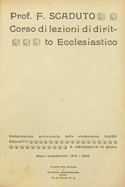 Corso di lezioni di diritto ecclesiastico. Compilazione autorizzata dalla studentessa … | Immagine Gallery 2