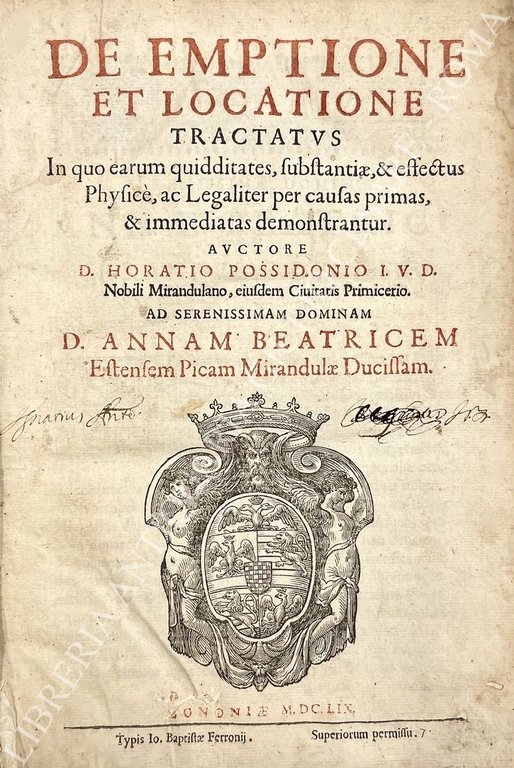 De emptione et locatione. Tractatus In quo earum quidditates, substantiae, … | Immagine Gallery 2