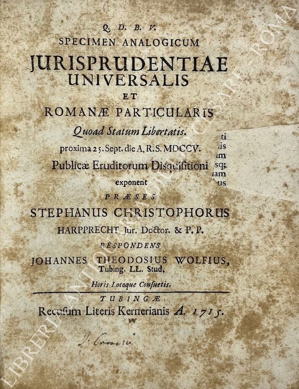 De iure civili dissertationes varie. Stephanus Christophorus Harpprecht: Specimen Analogicum … | Immagine Gallery 2