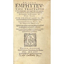 De iure emphyteutico tractatus utilissimi duorum clarissimorum iurisconsultorum, Guidonis de …