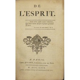 De l'Esprit. Discours I - De l'Esprit en lui-meme; Discours …