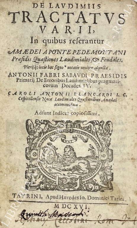 De laudimiis tractatus varii, In quibus referantur amaedei a ponte … | Immagine Gallery 2