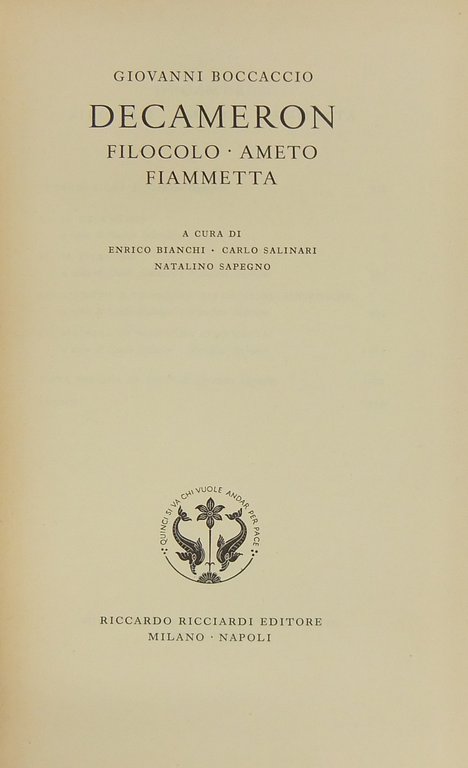 Decameron. Filocolo Ameto Fiammetta. A cura di Enrico Bianchi Carlo … | Immagine Gallery 2