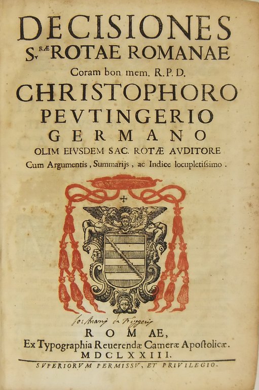 Decisiones S. Rotae Romanae . Christophoro Peutingerio germano | Immagine Gallery 2