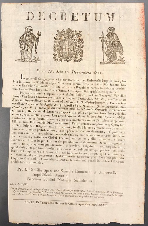 Decretum. La Sacra Congregazione ha messo all'indice il libro Den … | Immagine Gallery 2