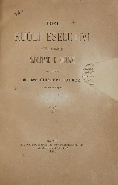 Dei ruoli esecutivi nelle provincie napolitane e siciliane. Studi | Immagine Gallery 2