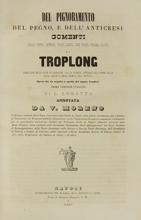 Del pignoramento, del pegno, e dell'anticresi. Comenti del Tit. XVII … | Immagine Gallery 2