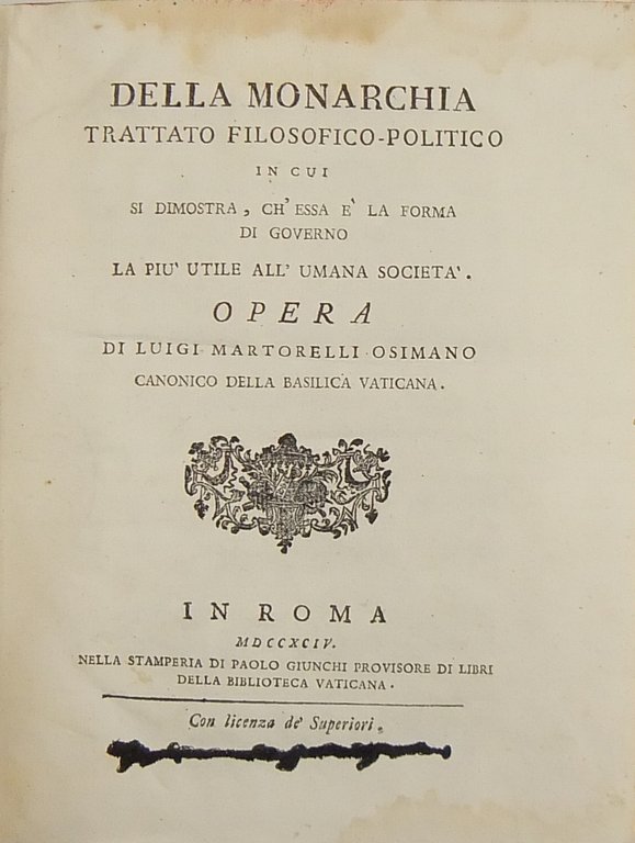 Della monarchia trattato filosofico politico in cui si dimostra, ch'essa … | Immagine Gallery 2