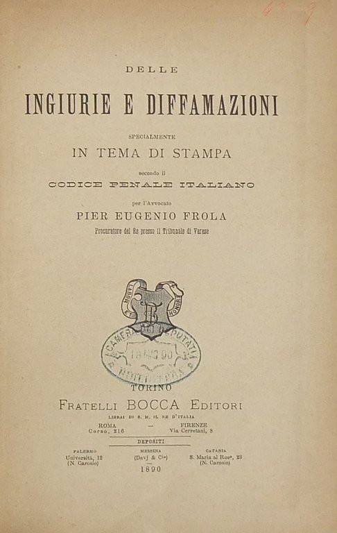 Delle ingiurie e diffamazioni specialmente in tema di stampa secondo … | Immagine Gallery 2