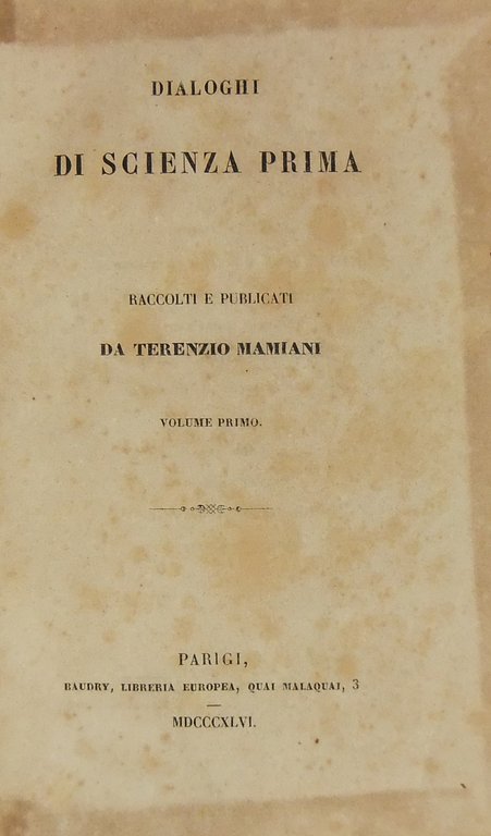 Dialoghi di scienza prima. Raccolti e pubblicati. Volume primo (unico … | Immagine Gallery 2