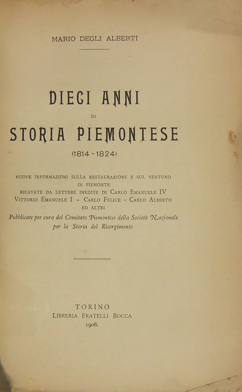 Dieci anni di storia piemontese (1814-1824). Nuove informazioni sulla Restaurazione … | Immagine Gallery 2