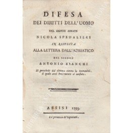 Difesa dei diritti dell'uomo del signor abbate Nicola Spedalieri in …