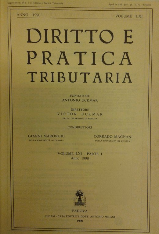 Diritto e Pratica Tributaria. Diretta da Victor Uckmar. Vol. LXI … | Immagine Gallery 2