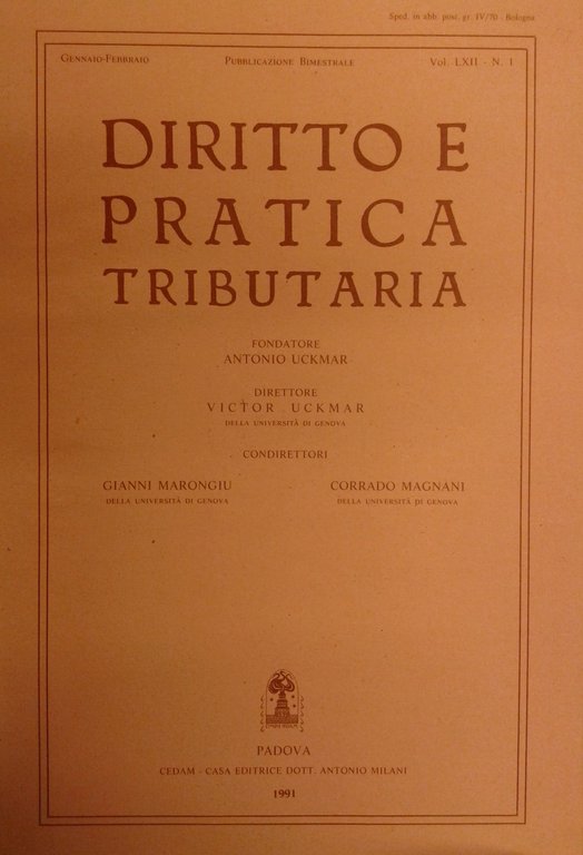 Diritto e Pratica Tributaria. Diretta da Victor Uckmar. Vol. LXII … | Immagine Gallery 2