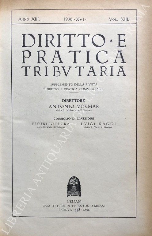 Diritto e Pratica Tributaria. Diretta da Victor Uckmar. Vol. XIII … | Immagine Gallery 2