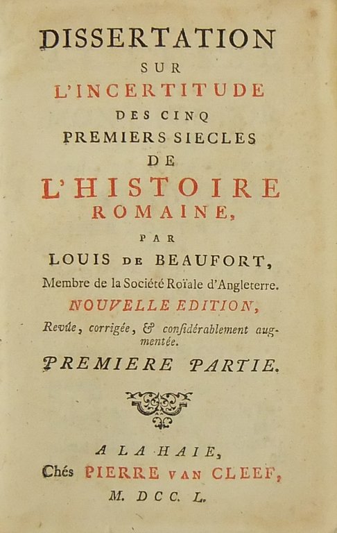 Dissertation sur l'incertitude des cinq premiers siecles de l'histoire romaine. … | Immagine Gallery 2