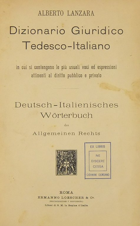Dizionario Giuridico Tedesco-Italiano in cui si contengono le più usuali … | Immagine Gallery 2