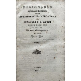 Dizionario universale ragionato della giurisprudenza mercantile del Senatore. | Immagine principale