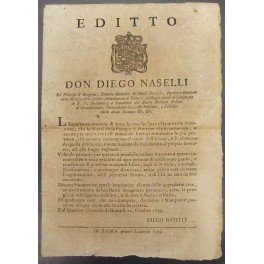 Editto Don Diego Naselli. Divieto di stampare libri, giornali o …