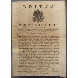 Editto Don Diego Naselli. Esibizione all'Amministrazione Generale di tutti i …