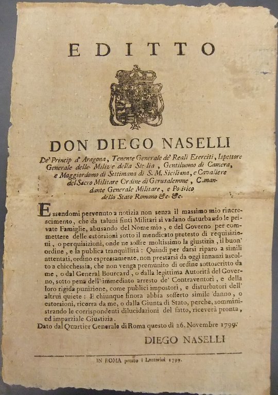 Editto Don Diego Naselli. Invito alla denuncia presso le Autorità … | Immagine Gallery 2