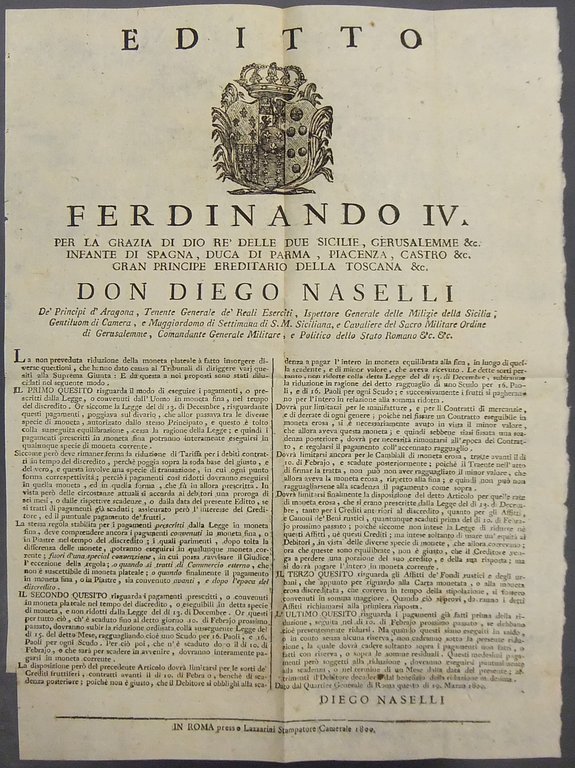 Editto Ferdinando IV. Chiarimenti e direttive sui pagamenti e gli … | Immagine Gallery 2