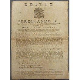 Editto Ferdinando IV. Disposizioni sul controllo dei forestieri che entrano …