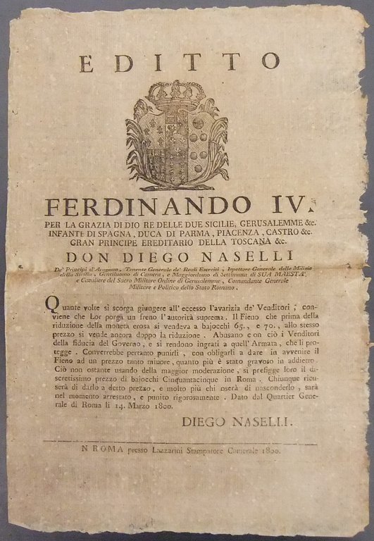 Editto Ferdinando IV. Imposizione del prezzo del fieno per contrastare … | Immagine Gallery 2