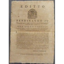 Editto Ferdinando IV. Ritiro delle monete erose per coniarne altre …