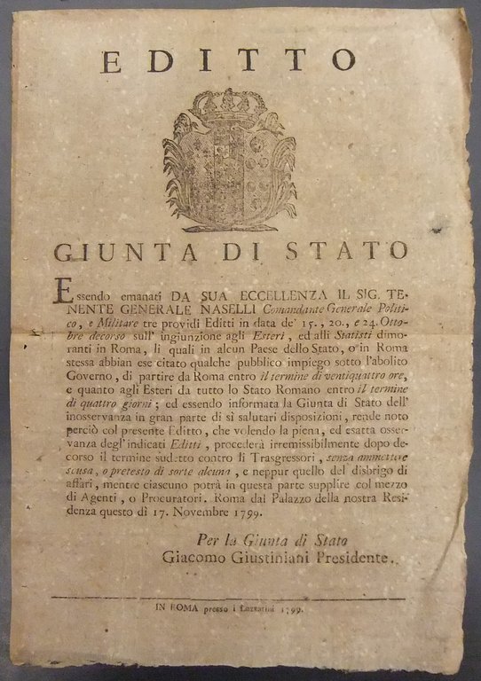 Editto Giunta di Stato. A seguito di tre editti del … | Immagine Gallery 2