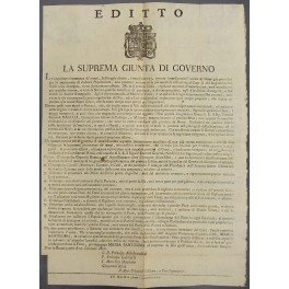 Editto. La suprema giunta di Governo. Disposizioni e regolamenti per …